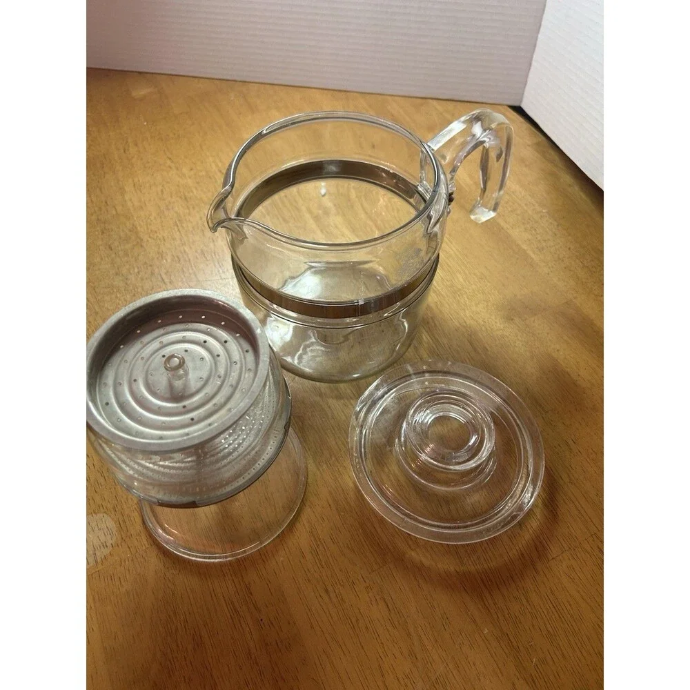 PYREX Flameware Glass Percolator Coffee Pot 6 Cup 7756 B Complete w/ Stem READ